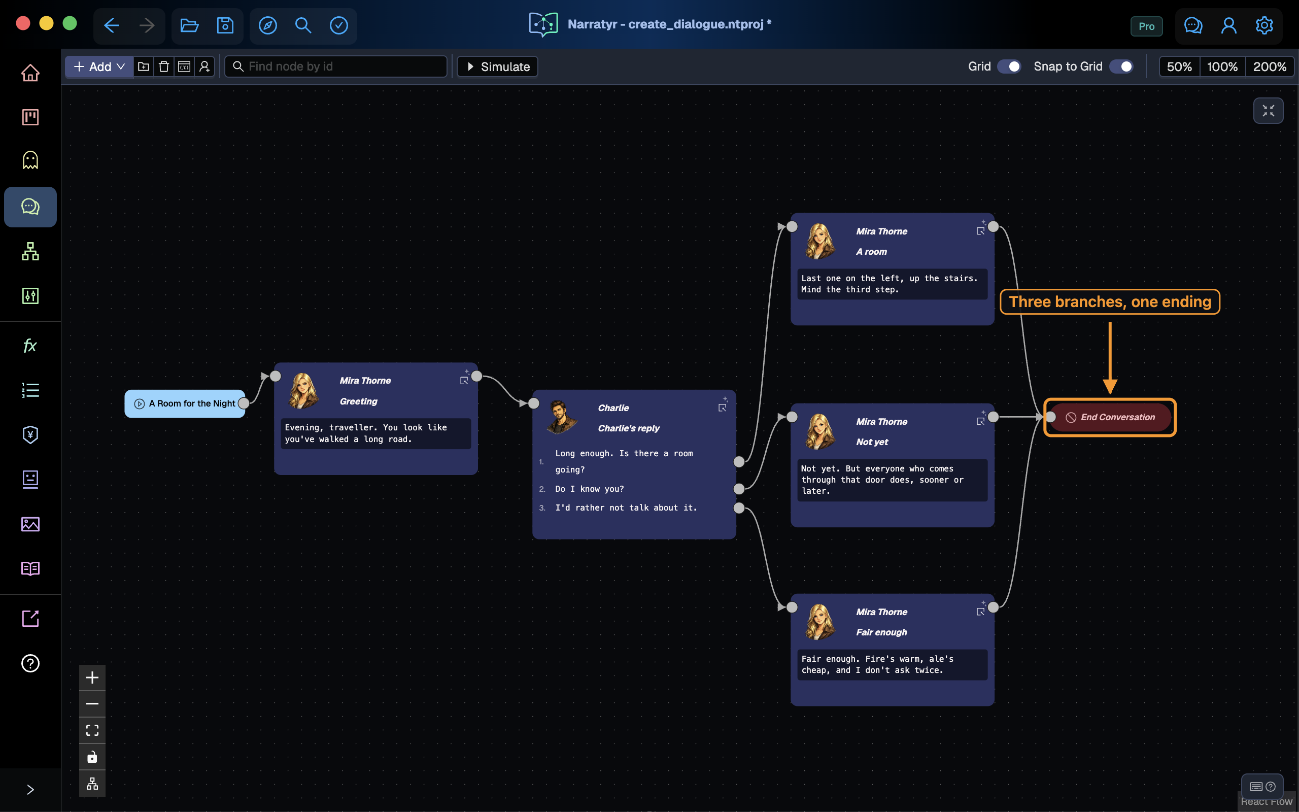 All three branches converging on an End Conversation node