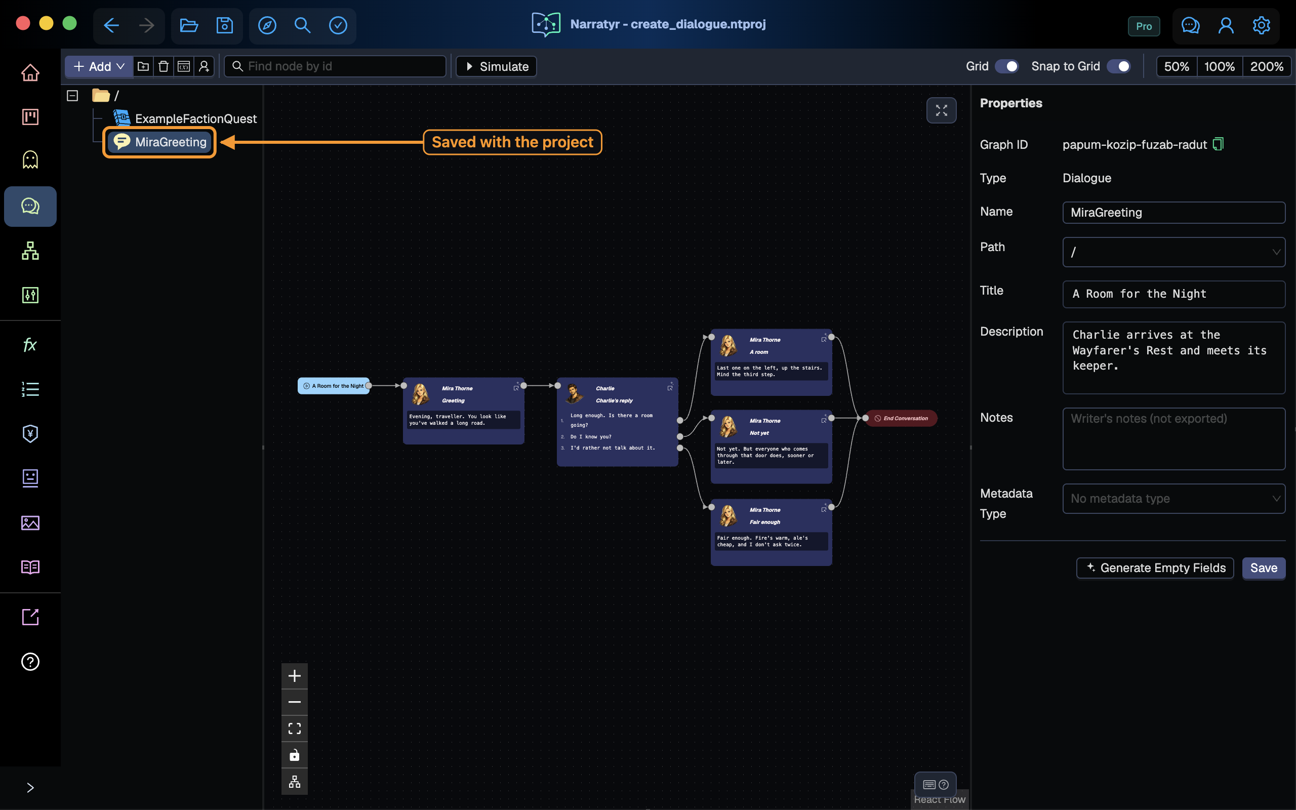 The finished graph in the tree
